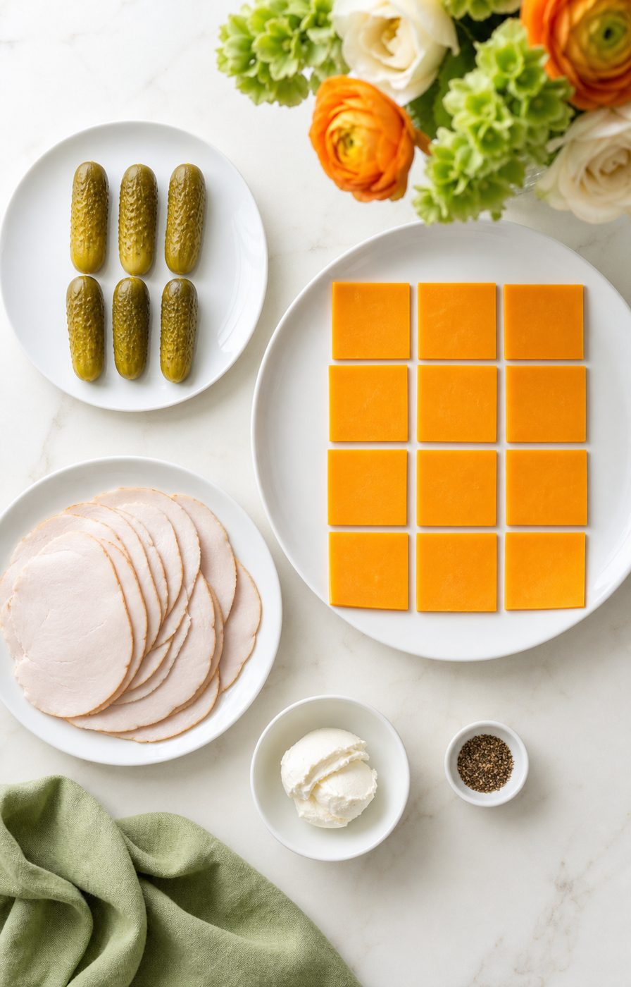 Zutaten für Gurken-Cheddar-Roll-ups
