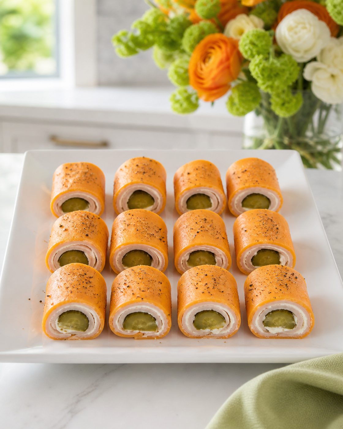 Gurken-Cheddar-Roll-ups