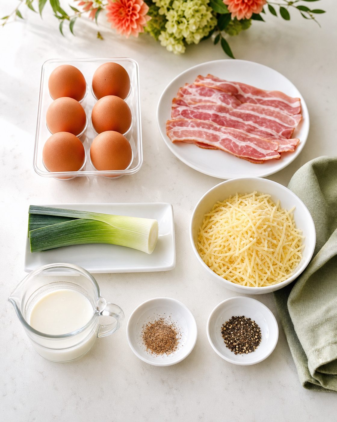 Zutaten für Mini-Quiches mit Lauch und Bacon