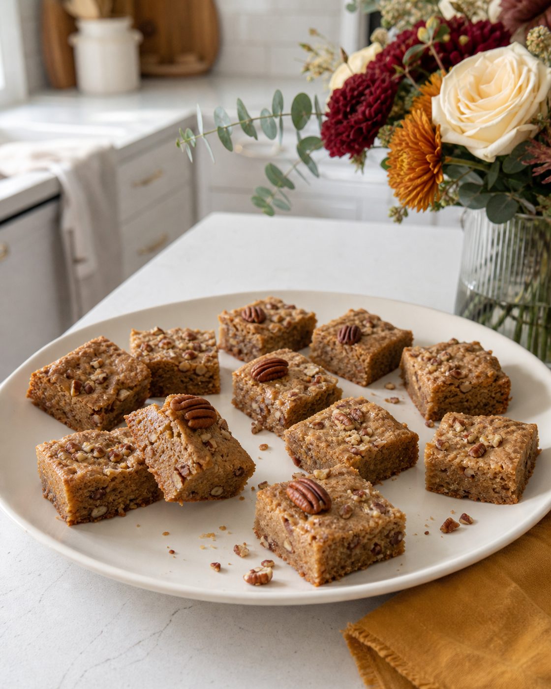 Pekan-Blondies mit Ahornaroma