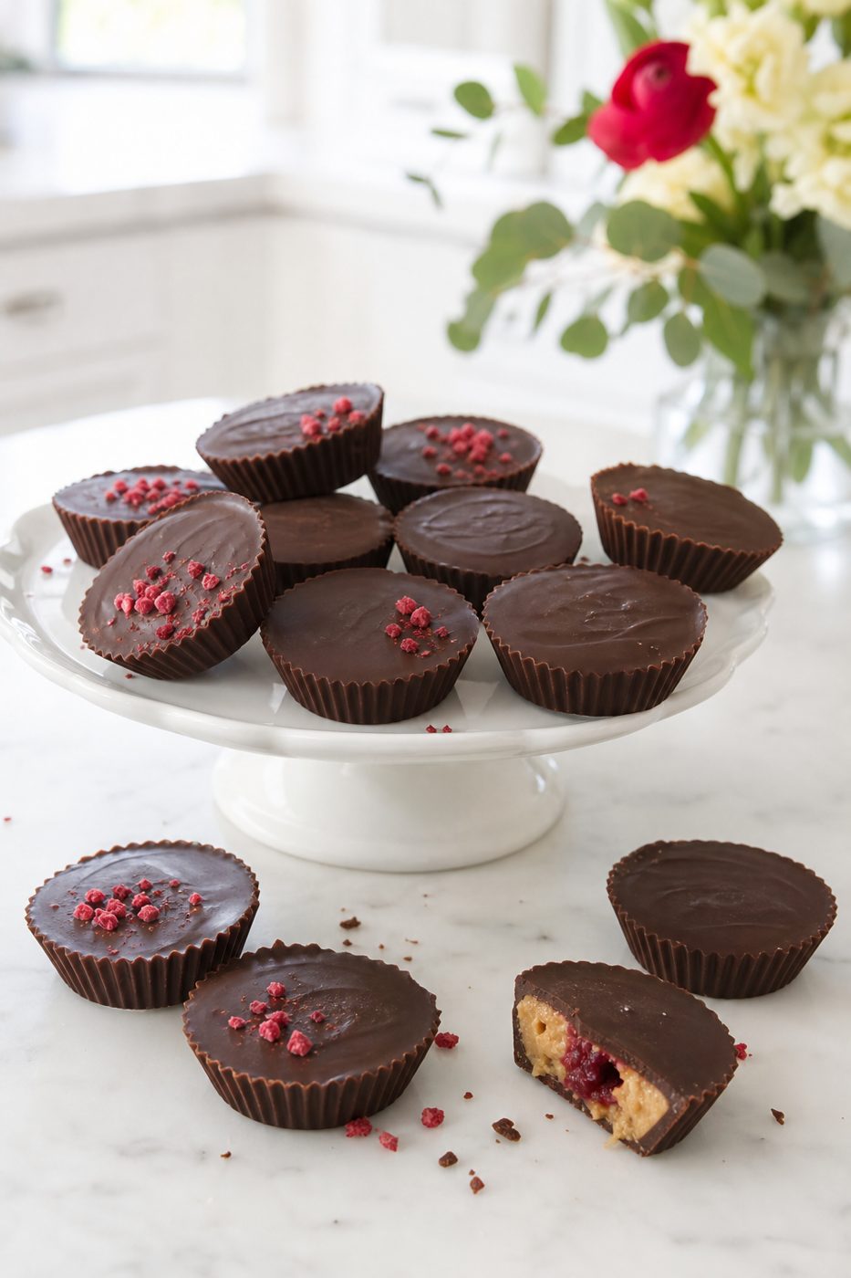 Erdnuss-Himbeer-Schokocups