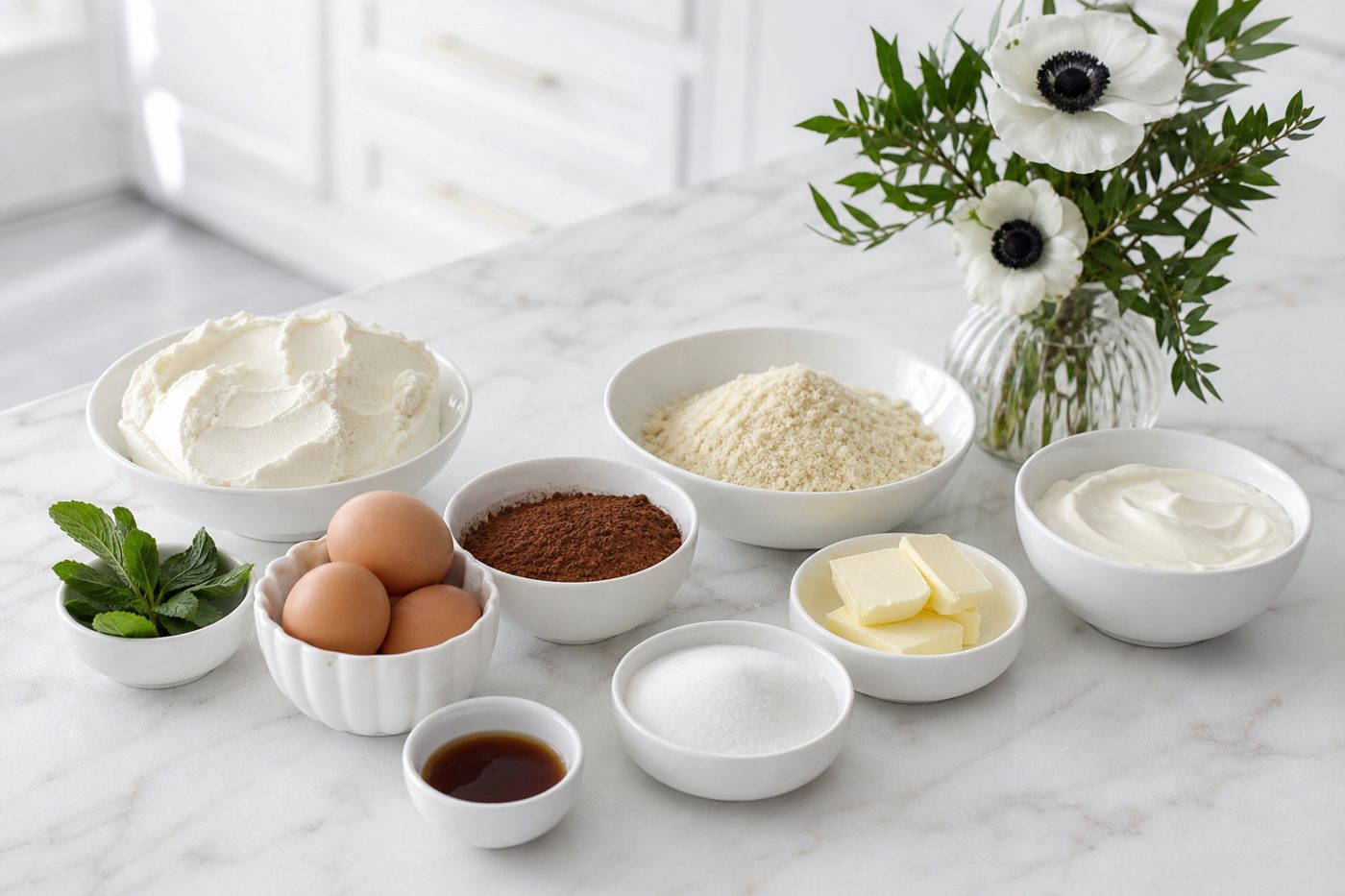 Zutaten für Schoko-Minz-Cheesecake