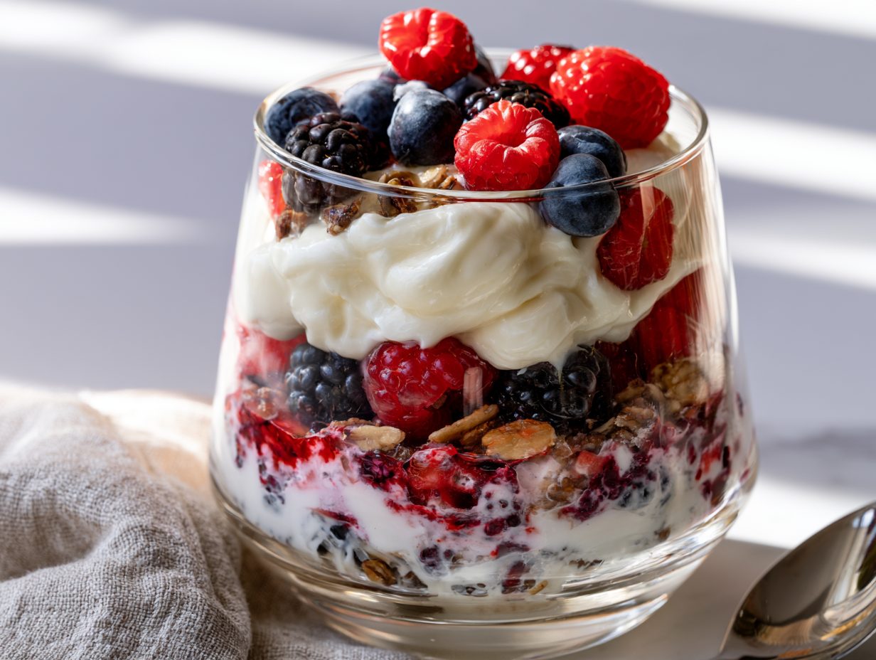 Schritt 3: Joghurt und Beeren schichten.