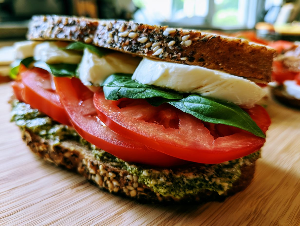 Schritt 2: Mit Mozzarella, Tomate und Basilikum belegen.