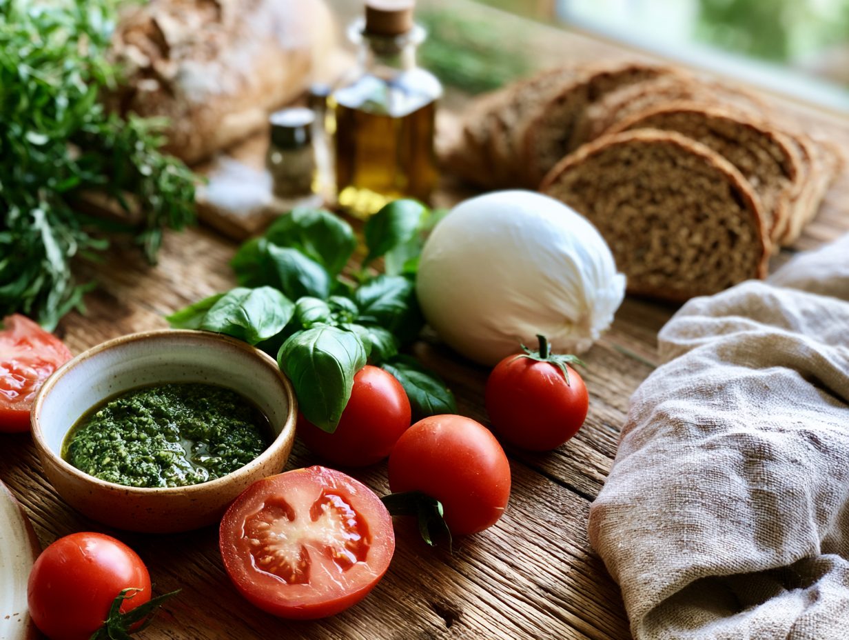 Zutaten Gegrilltes Caprese-Sandwich mit Pesto
