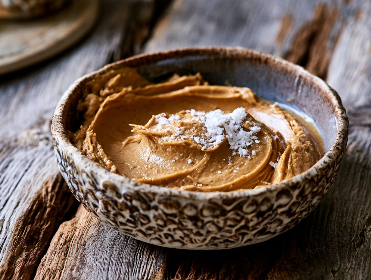 Schritt 3: Erdnussbutter mit Erythrit und Salz verrühren.