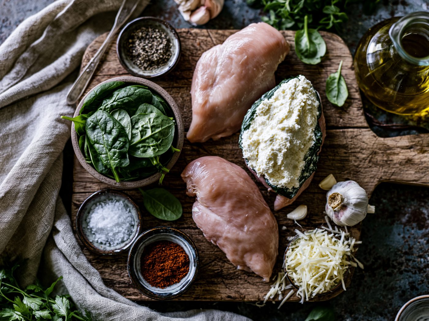 Zutaten Gefüllte Hähnchenbrust mit Frischkäse