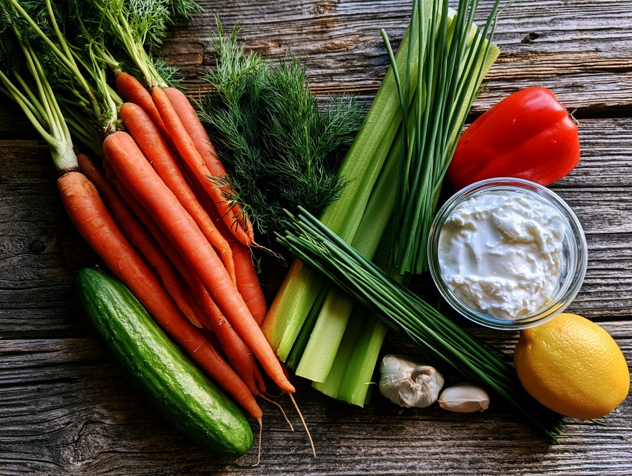 Zutaten Gemüse-Sticks mit Joghurt-Dip