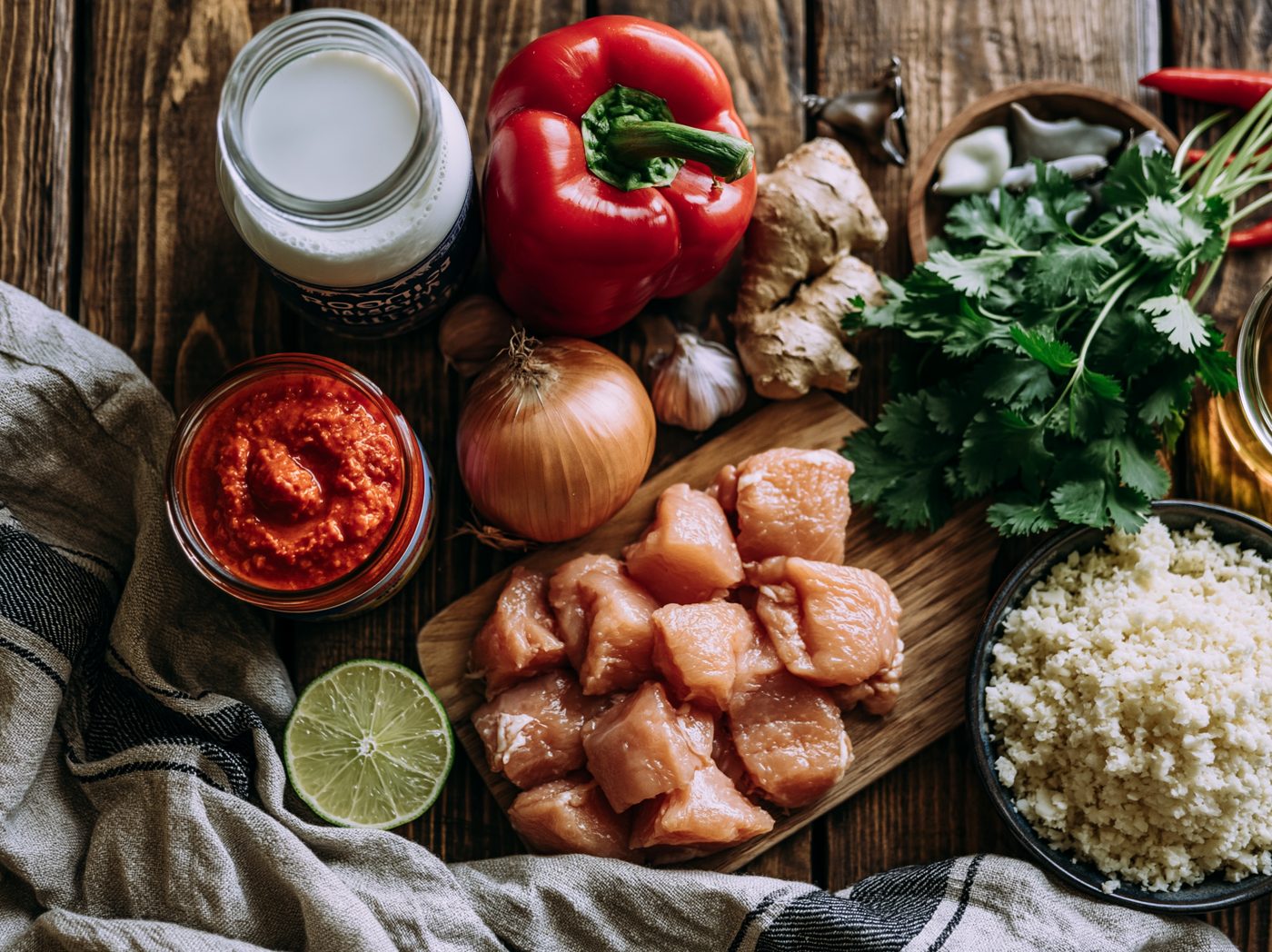 Zutaten Hähnchen-Curry mit Kokosmilch