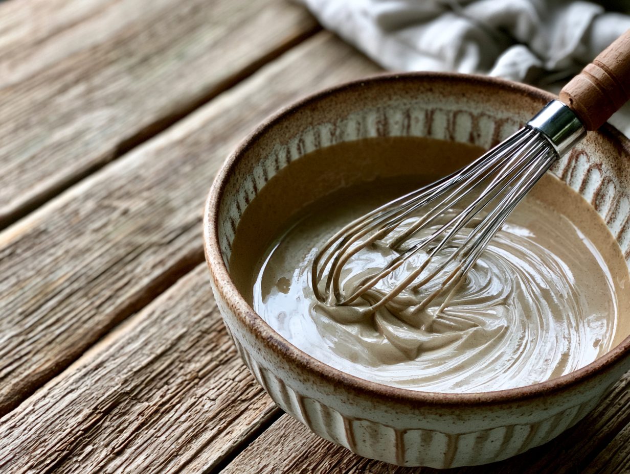 Schritt 1: Tahin und Zitronensaft cremig aufschlagen.