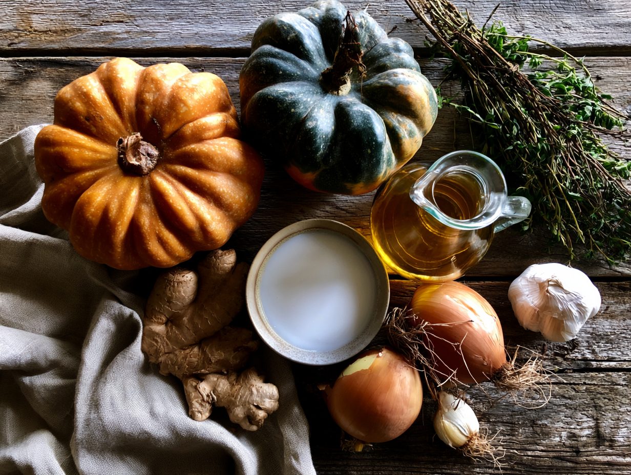 Zutaten Kürbissuppe mit Ingwer