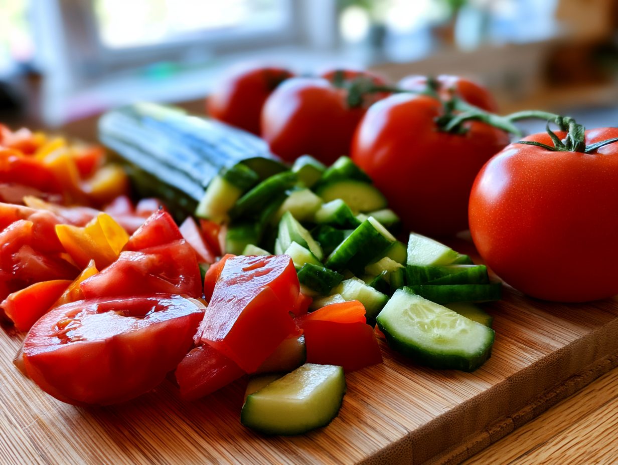 Schritt 1: Tomaten und Gurke in Stücke schneiden.