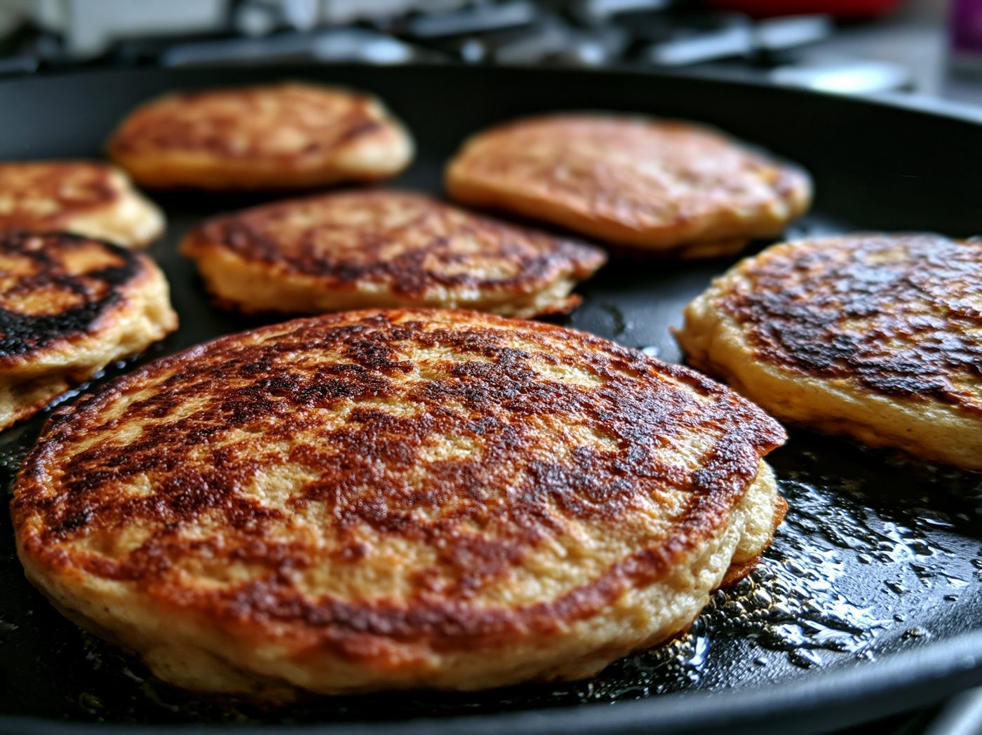Schritt 2: Kleine Pfannkuchen in wenig Öl goldbraun backen.
