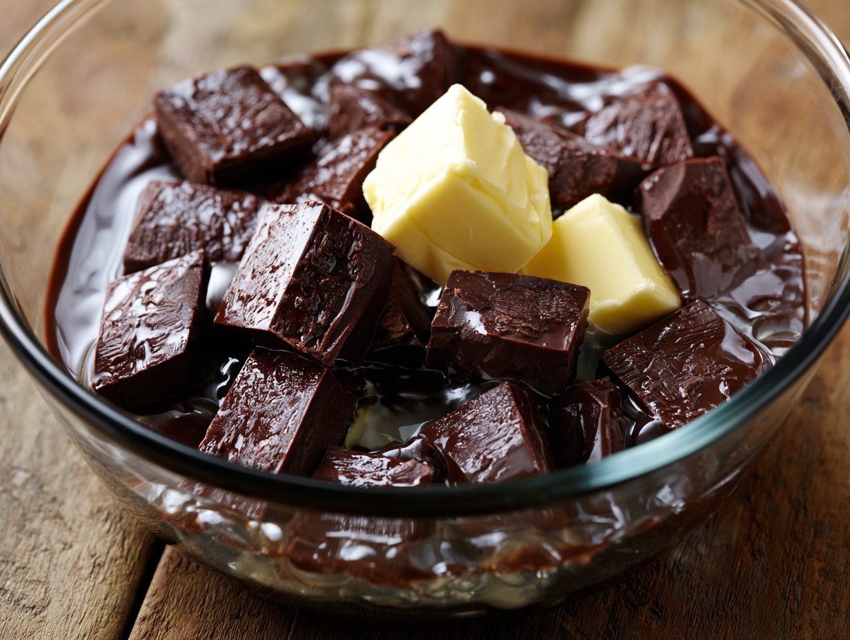 Schritt 1: Schokolade mit Butter schmelzen.