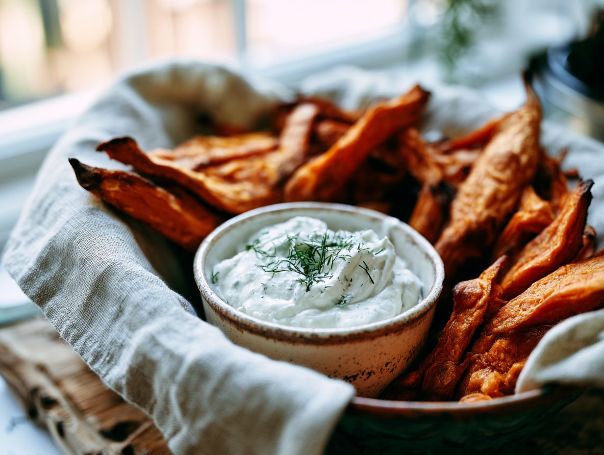 Schritt 5: Mit Joghurt-Dip servieren.