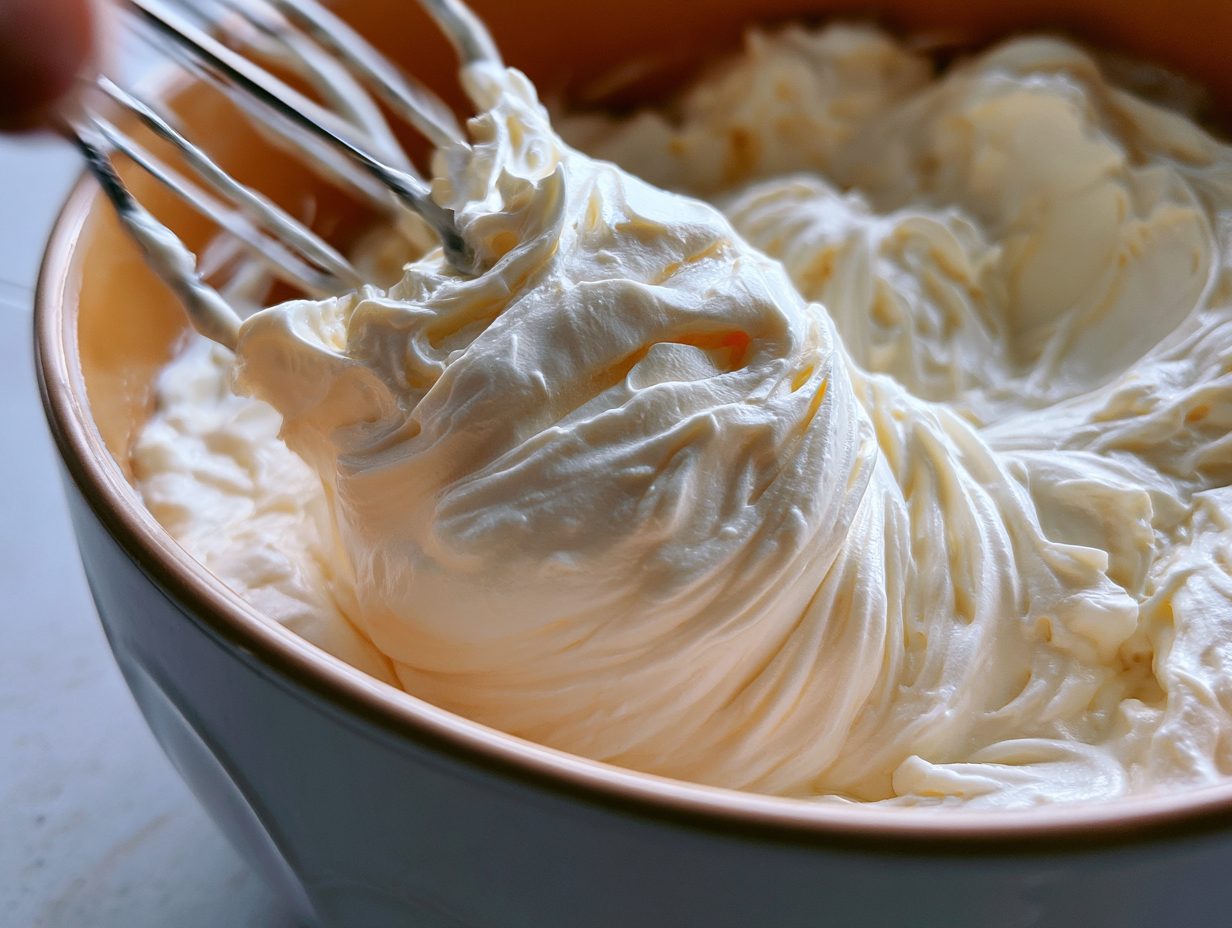 Schritt 2: Mascarpone, Skyr, Erythrit und Vanille cremig rühren.