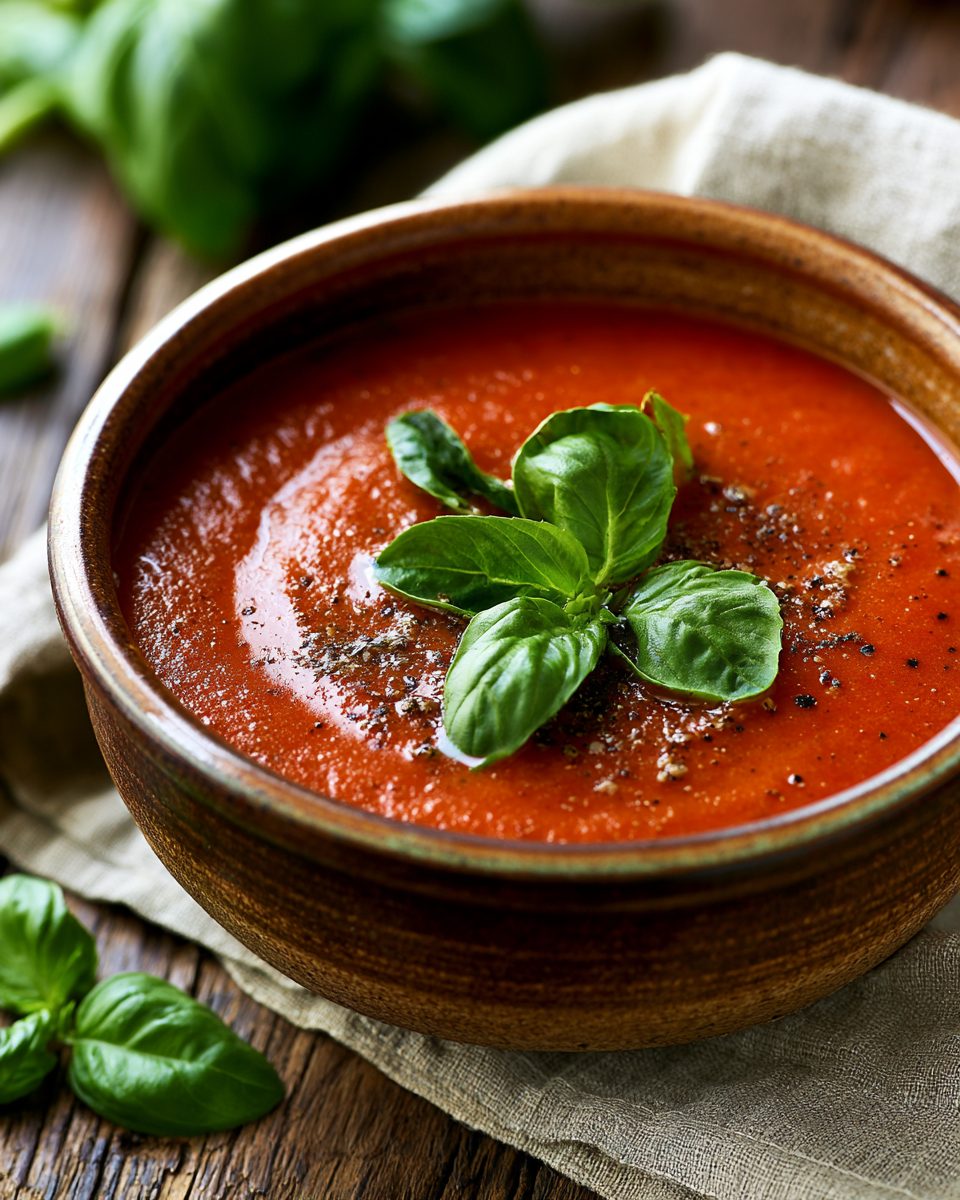 Tomatensuppe mit Basilikum