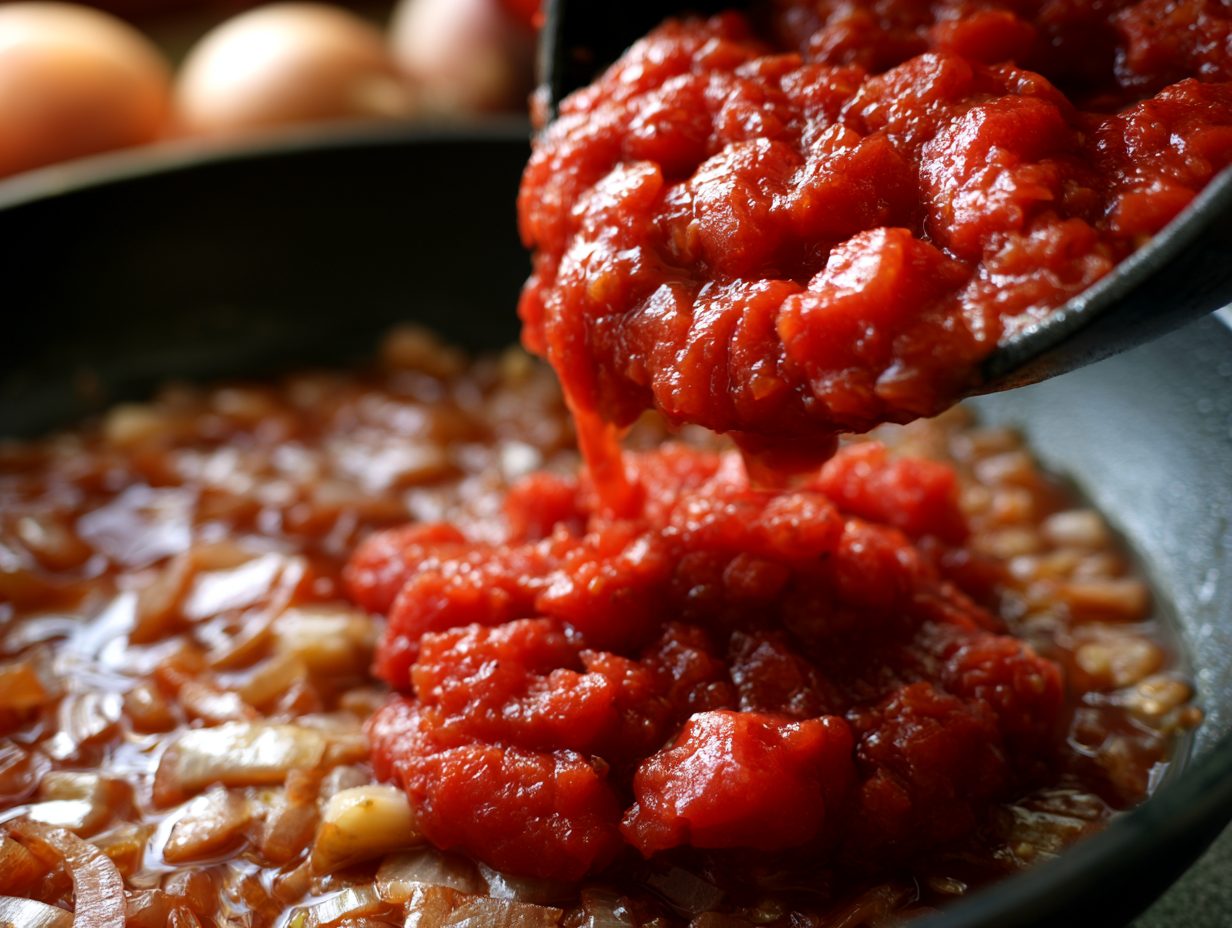 Schritt 2: Tomaten und Brühe zugeben.