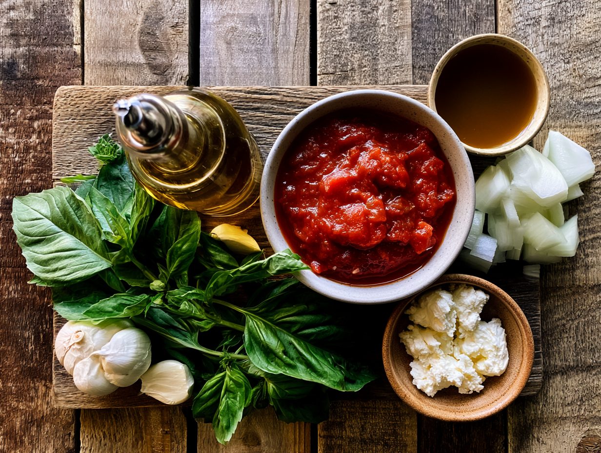 Zutaten Tomatensuppe mit Basilikum