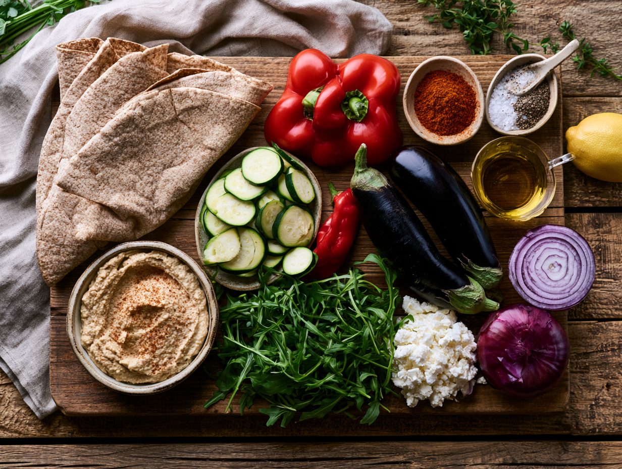 Zutaten Veggie-Wrap mit Hummus &amp; Ofengemüse